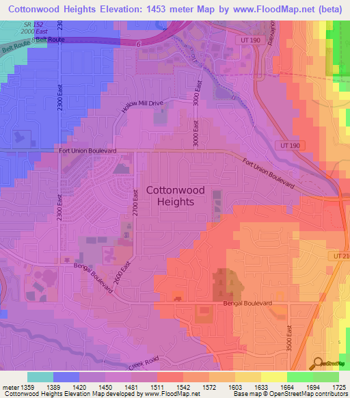 Cottonwood Heights,US Elevation Map