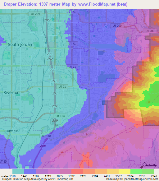 Draper,US Elevation Map