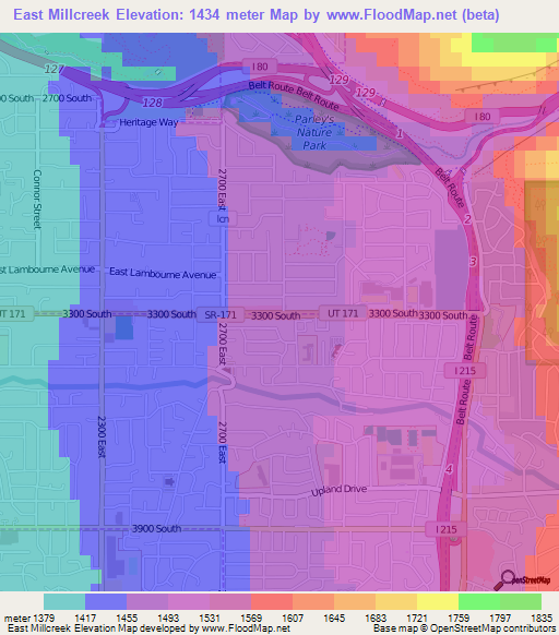 East Millcreek,US Elevation Map