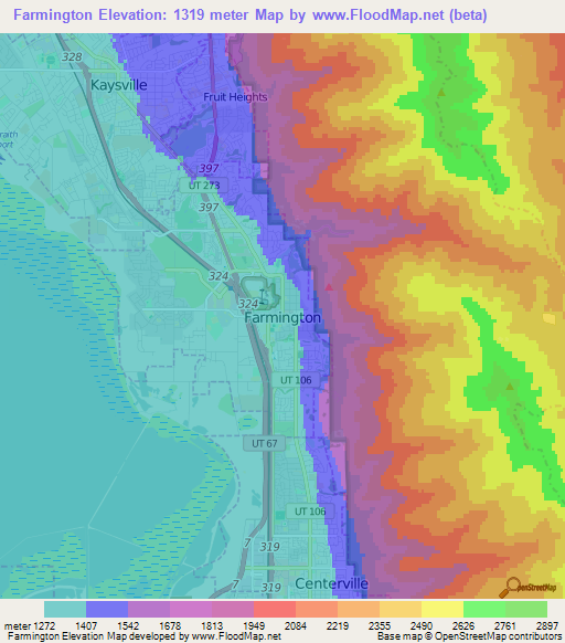 Farmington,US Elevation Map