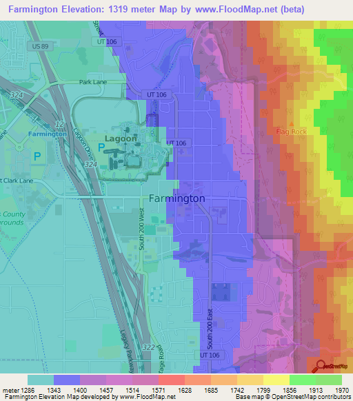 Farmington,US Elevation Map