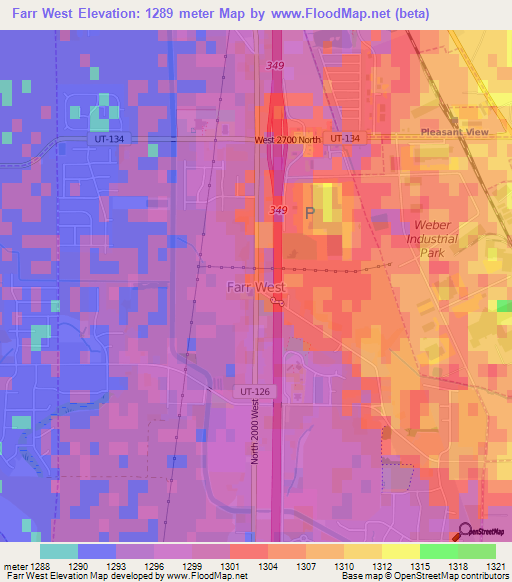 Farr West,US Elevation Map