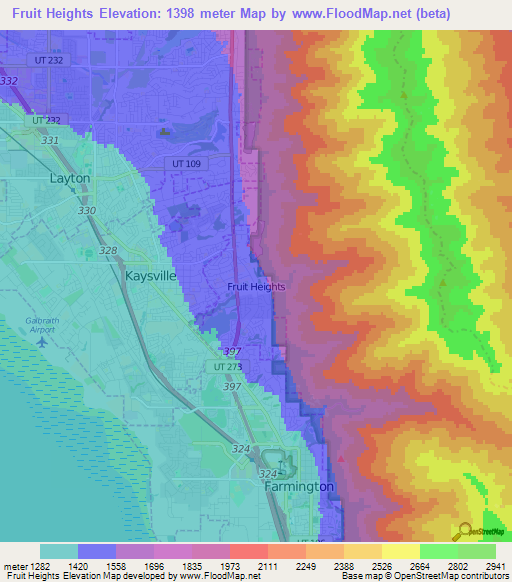 Fruit Heights,US Elevation Map