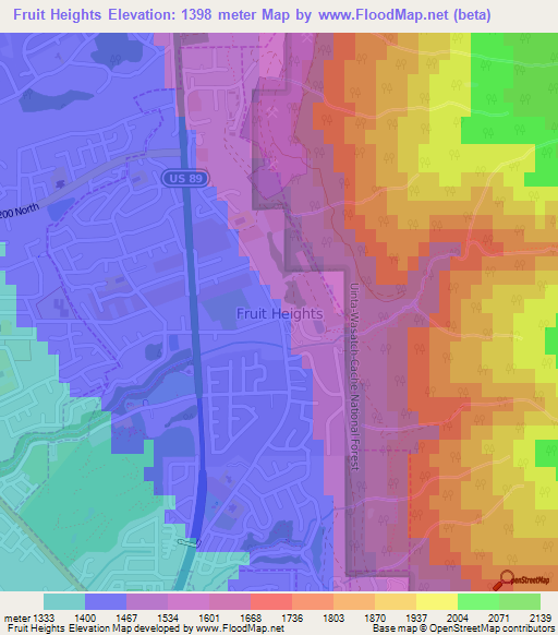 Fruit Heights,US Elevation Map