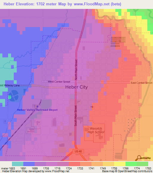 Heber,US Elevation Map