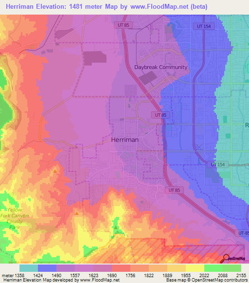 Herriman,US Elevation Map