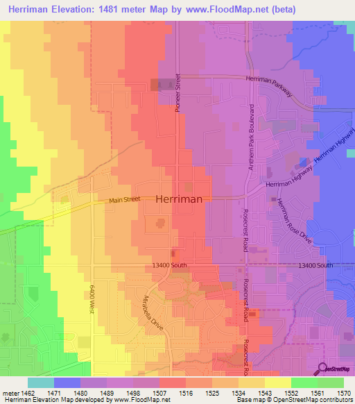 Herriman,US Elevation Map