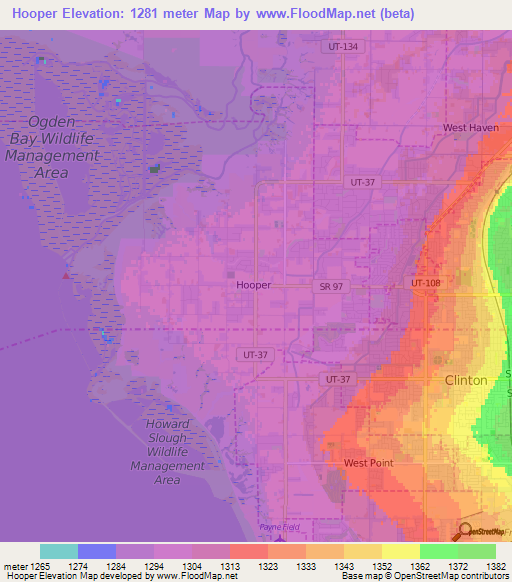 Hooper,US Elevation Map