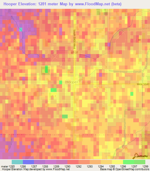 Hooper,US Elevation Map