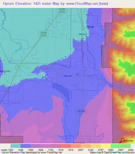 Hyrum,US Elevation Map