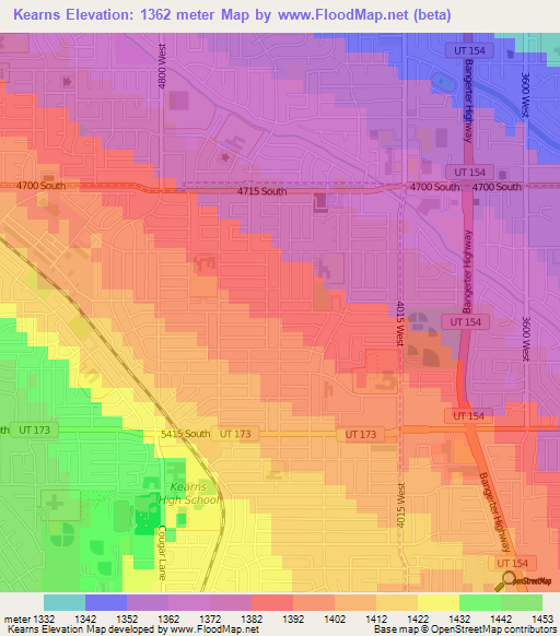 Kearns,US Elevation Map