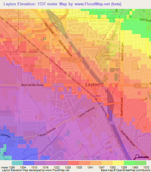 Layton,US Elevation Map