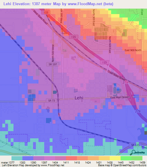 Lehi,US Elevation Map