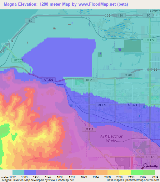 Magna,US Elevation Map