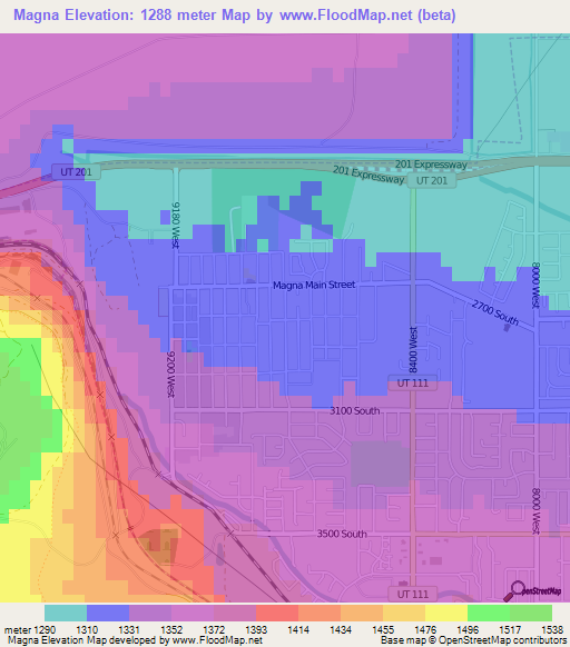 Magna,US Elevation Map