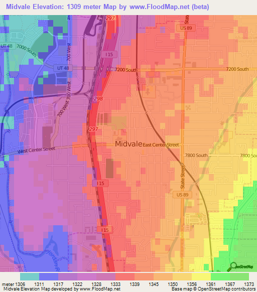 Midvale,US Elevation Map