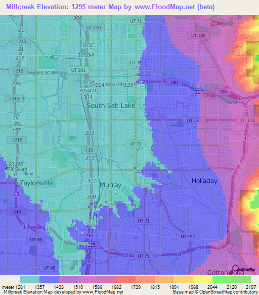 Millcreek,US Elevation Map