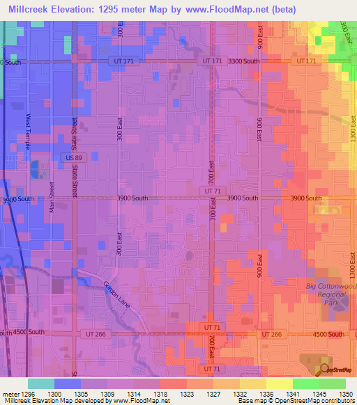 Millcreek,US Elevation Map