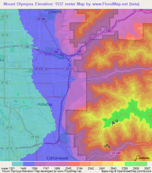 Mount Olympus,US Elevation Map