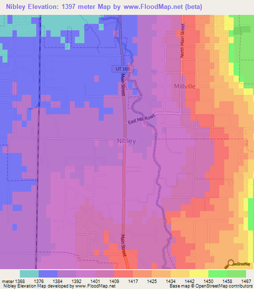 Nibley,US Elevation Map