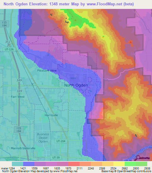 North Ogden,US Elevation Map