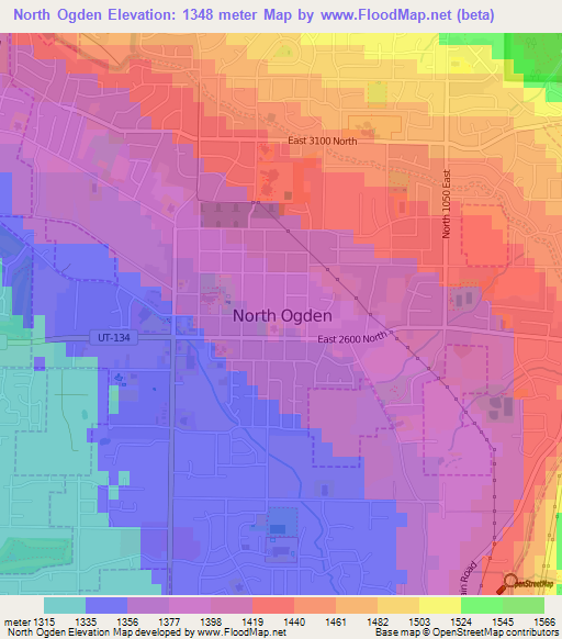 North Ogden,US Elevation Map