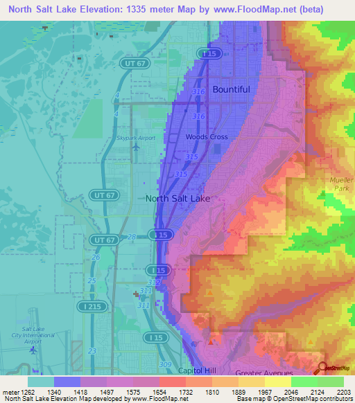 North Salt Lake,US Elevation Map