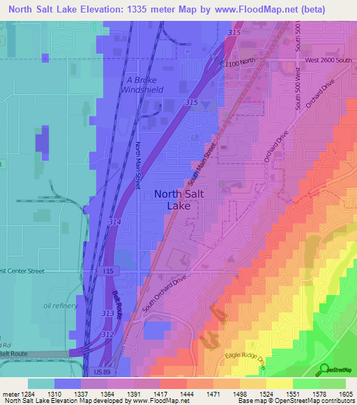 North Salt Lake,US Elevation Map