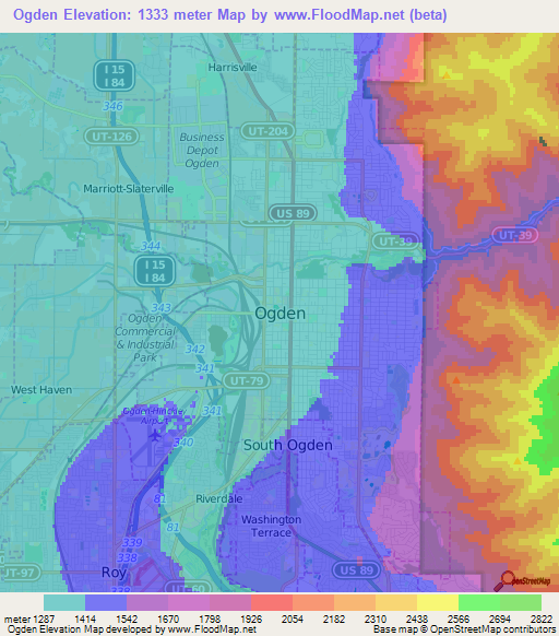 Ogden,US Elevation Map