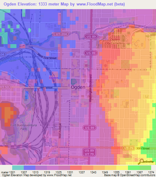 Ogden,US Elevation Map