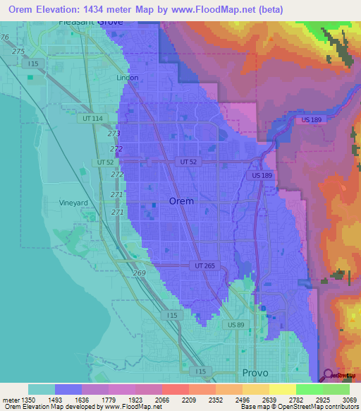 Orem,US Elevation Map