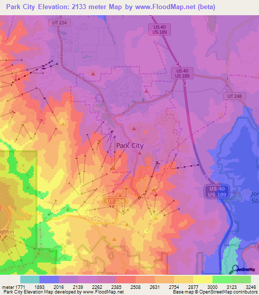 Park City,US Elevation Map