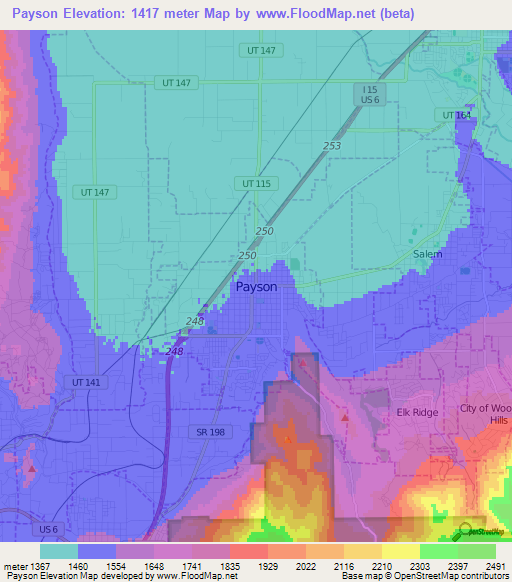 Payson,US Elevation Map