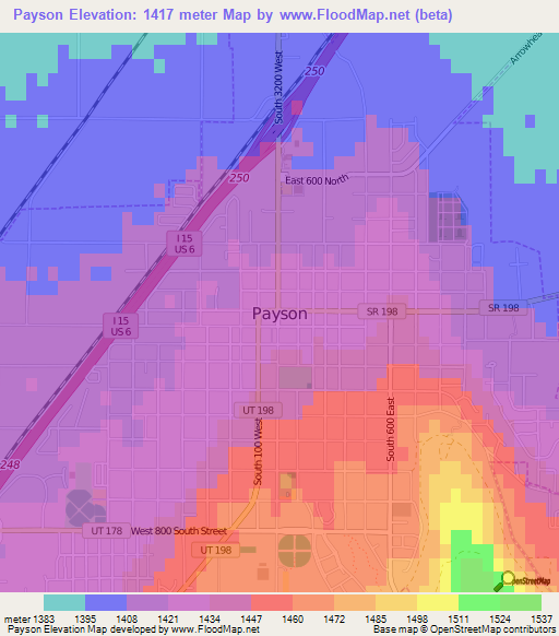 Payson,US Elevation Map