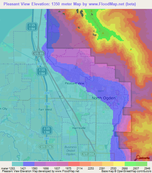 Pleasant View,US Elevation Map