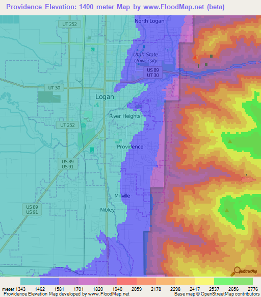 Providence,US Elevation Map