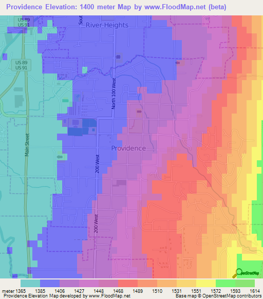 Providence,US Elevation Map