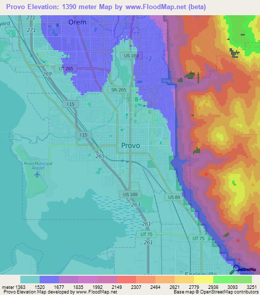 Provo,US Elevation Map