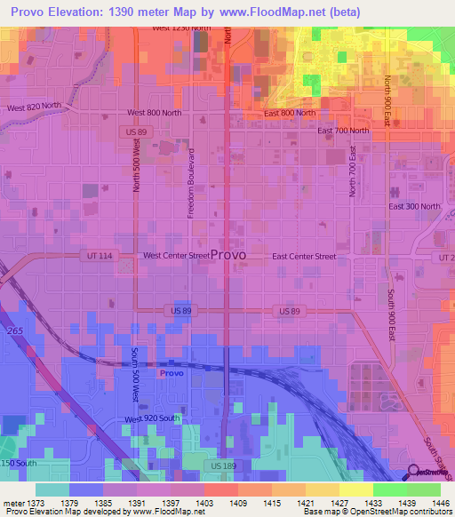 Provo,US Elevation Map