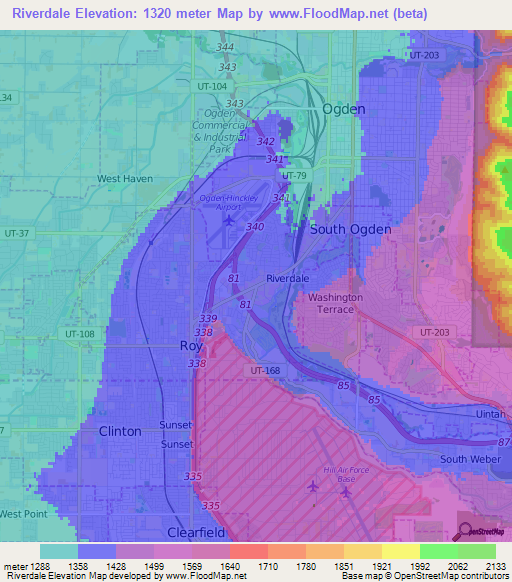 Riverdale,US Elevation Map