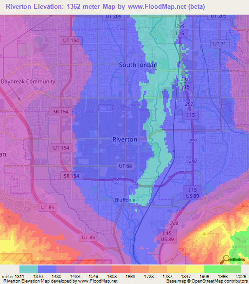 Riverton,US Elevation Map