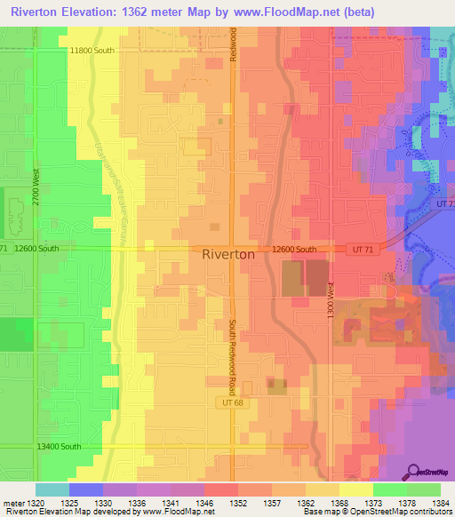 Riverton,US Elevation Map