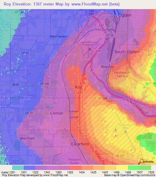 Roy,US Elevation Map