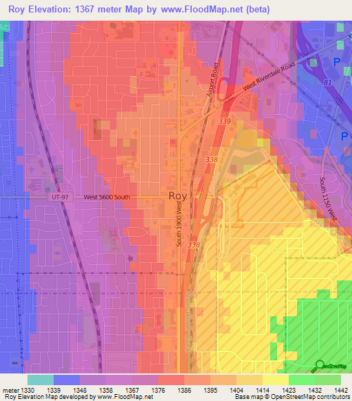 Roy,US Elevation Map