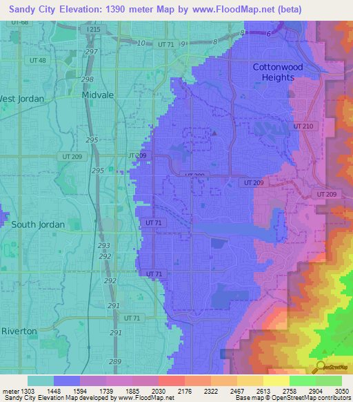 Sandy City,US Elevation Map