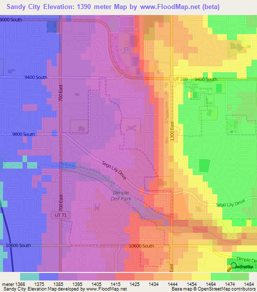 Sandy City,US Elevation Map