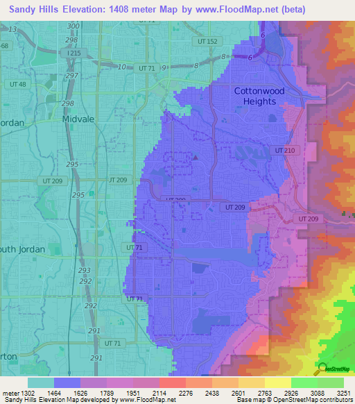 Sandy Hills,US Elevation Map