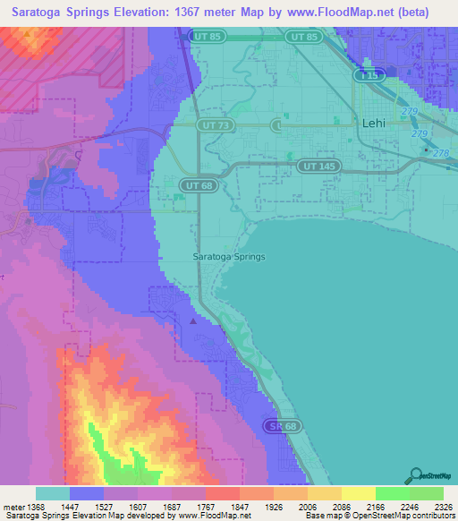 Saratoga Springs,US Elevation Map