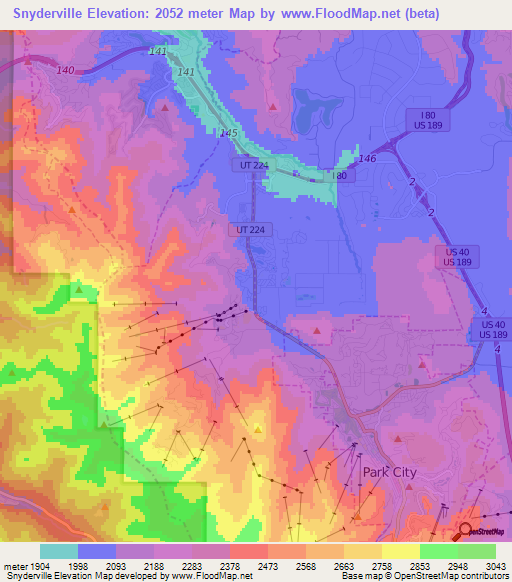 Snyderville,US Elevation Map