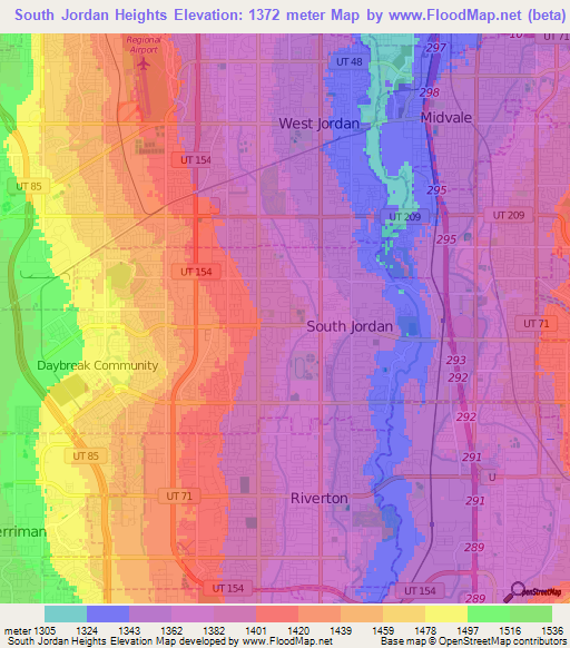 South Jordan Heights,US Elevation Map